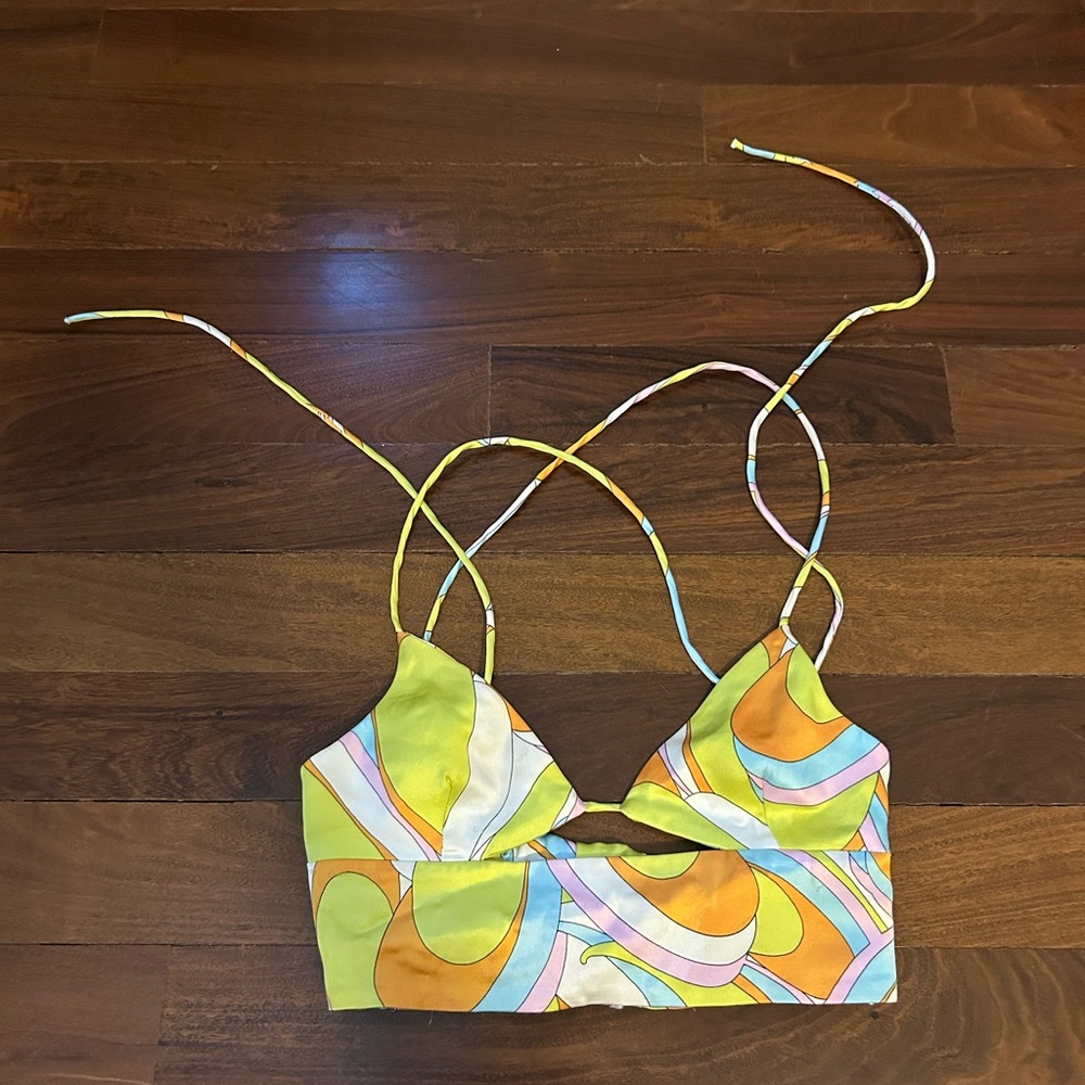 Zara Colorful Abstract Print Crop Top size small